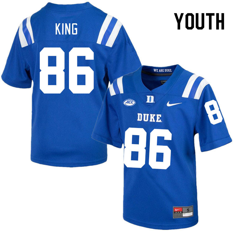 Youth #86 Charlie King Duke Blue Devils College Football Jerseys Stitched-Royal